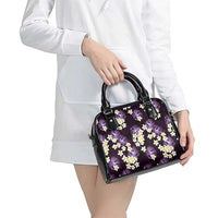 Purple Tropical Hawaii Shoulder Handbag Seamless Monstera Plumeria Hawaiian Pattern - Polynesian Pride
