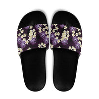 Purple Tropical Hawaii Slide Sandals Seamless Monstera Plumeria Hawaiian Pattern - Polynesian Pride