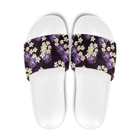 Purple Tropical Hawaii Slide Sandals Seamless Monstera Plumeria Hawaiian Pattern - Polynesian Pride