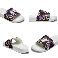 Purple Tropical Hawaii Slide Sandals Seamless Monstera Plumeria Hawaiian Pattern - Polynesian Pride
