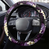 Purple Tropical Hawaii Steering Wheel Cover Seamless Monstera Plumeria Hawaiian Pattern - Polynesian Pride