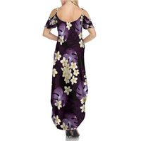 Purple Tropical Hawaii Summer Maxi Dress Seamless Monstera Plumeria Hawaiian Pattern - Polynesian Pride