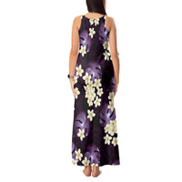 Purple Tropical Hawaii Tank Maxi Dress Seamless Monstera Plumeria Hawaiian Pattern - Polynesian Pride