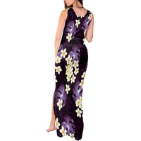 Purple Tropical Hawaii Tank Maxi Dress Seamless Monstera Plumeria Hawaiian Pattern - Polynesian Pride