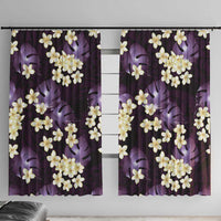 Purple Tropical Hawaii Window Curtain Seamless Monstera Plumeria Hawaiian Pattern - Polynesian Pride