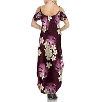 Pink Tropical Hawaii Family Matching Summer Maxi Dress and Hawaiian Shirt Seamless Monstera Plumeria Hawaiian Pattern - Polynesian Pride