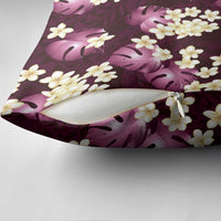 Pink Tropical Hawaii Pillow Cover Seamless Monstera Plumeria Hawaiian Pattern - Polynesian Pride