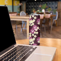 Pink Tropical Hawaii Skinny Tumbler Seamless Monstera Plumeria Hawaiian Pattern - Polynesian Pride