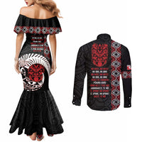 Aotearoa Toitu Te Tiriti Couples Matching Mermaid Dress and Long Sleeve Button Shirt Honour The Treaty Maori Haka