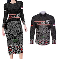 Aotearoa Toitu Te Tiriti Couples Matching Long Sleeve Bodycon Dress and Long Sleeve Button Shirt Stand Together! Stand Stronger! - NZ Tiki