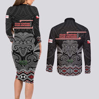 Aotearoa Toitu Te Tiriti Couples Matching Long Sleeve Bodycon Dress and Long Sleeve Button Shirt Stand Together! Stand Stronger! - NZ Tiki