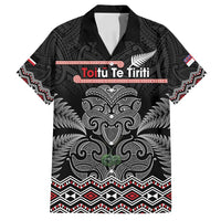 Aotearoa Toitu Te Tiriti Family Matching Tank Maxi Dress and Hawaiian Shirt Stand Together! Stand Stronger! - NZ Tiki LT14 Dad's Shirt - Short Sleeve Black - Polynesian Pride