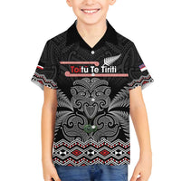 Aotearoa Toitu Te Tiriti Family Matching Tank Maxi Dress and Hawaiian Shirt Stand Together! Stand Stronger! - NZ Tiki LT14 Son's Shirt Black - Polynesian Pride