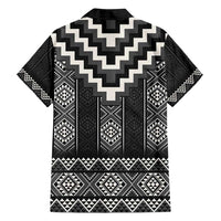 Black Taniko Aotearoa Family Matching Off Shoulder Short Dress and Hawaiian Shirt Niho Taniwha Mix Poutama LT14