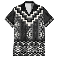 Black Taniko Aotearoa Family Matching Summer Maxi Dress and Hawaiian Shirt Niho Taniwha Mix Poutama LT14 Dad's Shirt - Short Sleeve Black - Polynesian Pride