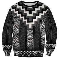 Black Taniko Aotearoa Sweatshirt Niho Taniwha Mix Poutama LT14 Unisex Black - Polynesian Pride