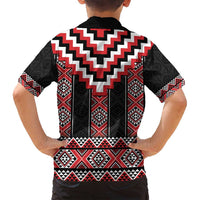 Red Taniko Aotearoa Family Matching Tank Maxi Dress and Hawaiian Shirt Niho Taniwha Mix Poutama LT14 - Polynesian Pride
