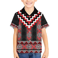 Red Taniko Aotearoa Kid Hawaiian Shirt Niho Taniwha Mix Poutama LT14