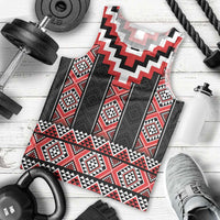 Red Taniko Aotearoa Men Tank Top Niho Taniwha Mix Poutama LT14