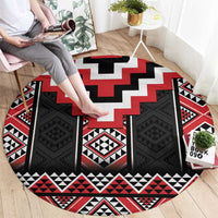 Red Taniko Aotearoa Round Carpet Niho Taniwha Mix Poutama LT14 - Polynesian Pride