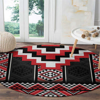 Red Taniko Aotearoa Round Carpet Niho Taniwha Mix Poutama LT14 - Polynesian Pride