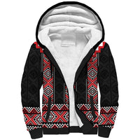 Red Taniko Aotearoa Sherpa Hoodie Niho Taniwha Mix Poutama LT14