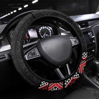 Red Taniko Aotearoa Steering Wheel Cover Niho Taniwha Mix Poutama LT14 Universal Fit Red - Polynesian Pride