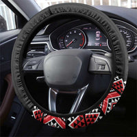 Red Taniko Aotearoa Steering Wheel Cover Niho Taniwha Mix Poutama LT14 - Polynesian Pride