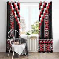 Red Taniko Aotearoa Window Curtain Niho Taniwha Mix Poutama LT14