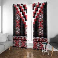 Red Taniko Aotearoa Window Curtain Niho Taniwha Mix Poutama LT14