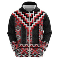 Red Taniko Aotearoa Zip Hoodie Niho Taniwha Mix Poutama LT14 - Polynesian Pride