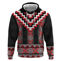 Red Taniko Aotearoa Zip Hoodie Niho Taniwha Mix Poutama LT14 Pullover Hoodie Red - Polynesian Pride