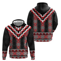 Red Taniko Aotearoa Zip Hoodie Niho Taniwha Mix Poutama LT14 - Polynesian Pride