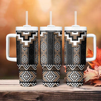Brown Taniko Aotearoa Tumbler With Handle Niho Taniwha Mix Poutama LT14 - Polynesian Pride