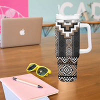 Brown Taniko Aotearoa Tumbler With Handle Niho Taniwha Mix Poutama LT14 - Polynesian Pride