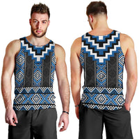 Blue Taniko Aotearoa Men Tank Top Niho Taniwha Mix Poutama LT14