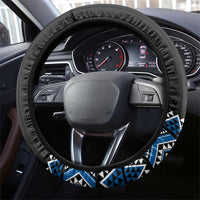 Blue Taniko Aotearoa Steering Wheel Cover Niho Taniwha Mix Poutama LT14 - Polynesian Pride
