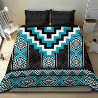 Turquoise Taniko Pattern Aotearoa Bedding Set Niho Taniwha Mix Poutama