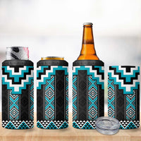Turquoise Taniko Pattern Aotearoa 4 in 1 Can Cooler Tumbler Niho Taniwha Mix Poutama LT14