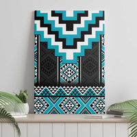 Turquoise Taniko Pattern Aotearoa Canvas Wall Art Niho Taniwha Mix Poutama