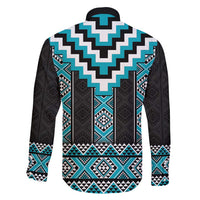 Turquoise Taniko Pattern Aotearoa Family Matching Tank Maxi Dress and Hawaiian Shirt Niho Taniwha Mix Poutama LT14