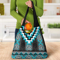 Turquoise Taniko Pattern Aotearoa Grocery Bag Niho Taniwha Mix Poutama