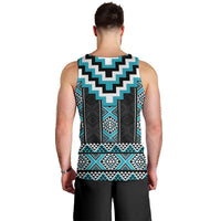 Turquoise Taniko Pattern Aotearoa Men Tank Top Niho Taniwha Mix Poutama LT14