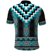 Turquoise Taniko Pattern Aotearoa Polo Shirt Niho Taniwha Mix Poutama LT14