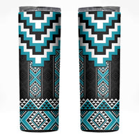 Turquoise Taniko Pattern Aotearoa Skinny Tumbler Niho Taniwha Mix Poutama LT14