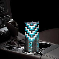 Turquoise Taniko Pattern Aotearoa Skinny Tumbler Niho Taniwha Mix Poutama LT14