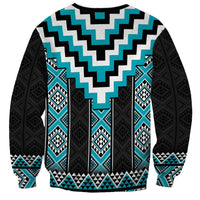 Turquoise Taniko Pattern Aotearoa Sweatshirt Niho Taniwha Mix Poutama LT14