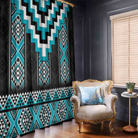 Turquoise Taniko Pattern Aotearoa Window Curtain Niho Taniwha Mix Poutama