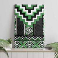 Green Taniko Pattern Aotearoa Canvas Wall Art Niho Taniwha Mix Poutama