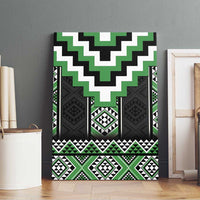 Green Taniko Pattern Aotearoa Canvas Wall Art Niho Taniwha Mix Poutama